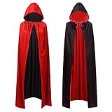 HomeMall Vampir Umhang. Kapuzenumhang Schwarz Rot Doppelseitig Mit Erwachsener Für Halloween...