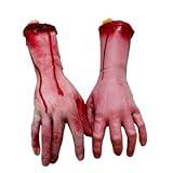 Evinis Echthaar Arm Hände Bloody Dead Körperteile Haunted House Halloween Dekorationen 2teilig...