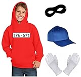 Coole-Fun-T-Shirts Kinder Set Gangster Bande KOSTÜM - Fasching - Karneval - Sweatshirt mit Kapuze,...