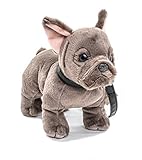 Uni-Toys - Französische Bulldogge (grau) mit Leine - 26 cm (Länge) - Plüsch-Hund, Dogge, Haustier...