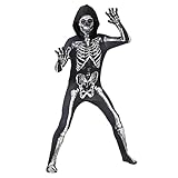 Skelett Kostüm Kinder Jungen Mädchen Langärmelig mit Maske für Halloween Karneval Mottoparty...