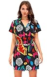 Clarisbelle Damen Halloween Eleven Kostüm Wrap Button Down Strampler Overall, Farbenfrohes Muster,...