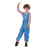 nezababy Chucky Kostüm Kinder Chuckie Kostüm Gestreifter Chucky Overall Gruseliger Killer Overall...