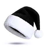 KONVINIT Schwarz Weihnachtsmütze Nikolausmütze plüsche weihnachtsmann mütze Santa Mütze...