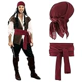 DAMILY Piratenkostüm für Männer und Frauen Piraten Kopftuch Hut Zubehör Piraten Schärpe Gürtel...