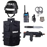 Goldschmidt Kostüme SWAT Set Weste & Helm Accessoires | Kostüm Kinder Polizei FBI Fasching...