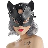BIAOQINBO Frauen Fuchs-Maske Leder Maskerade Halbgesichtsmaske Fuchs Augenmaske mit Ohren...