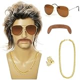 CHRI 80er Jahre Outfit Herren Perücken 5er Set, 70er 80er Kostüm Herren Vokuhila Perücke 80er...