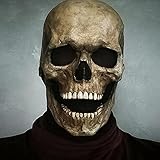 HLJS Totenkopf Maske mit Beweglichem Kiefer, Gruselige Vollkopf 3D Skelett Maske aus NatüRlich...