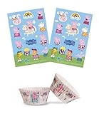 Peppa Wutz Set 24x Essbare Muffinaufleger + 25x Muffinschalen Tortendeko Kindergeburtstag Deko...