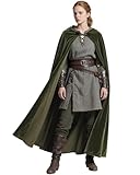 keland Mittelalter Umhang mit Kapuze Renaissance Cloak für Damen Herren Halloween Cosplay...