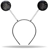 Hatstar Alien Haarreif in schwarz | mit 2 runden schwingenden Kugeln | Accessoire zu Halloween,...