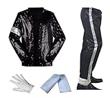 Shuanghao M J Cosplay Kid Erwachsene Cosplay Kostüm 4 stücke MJ Billie Jeans Jacke + Pant + Socken...