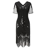Gionforsy Damen 1920s Kleid mit Pailletten Kurzem Ärmel 20er Jahre Flapper Kostüm Kleid für Great...