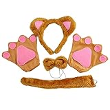 TSHAOUN Bärenkostüm für Kinder, Bärenkostüm Tierkleid Cosplay Set Bärenohr Stirnband...