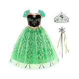 Gridamea Mädchen Elsa Kleid, Anna Kostüm mit Feenstab und Krone Tiara für Hochzeit/Party/Cosplay