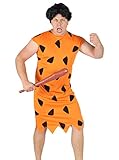 Foxxeo orange schwarzes Steinzeit Herren Kostüm für Fasching und Karneval Paarkostüm...