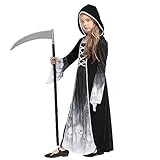 YIMOJOY Halloween Kostüm Mädchen- Horror Gespensterprinzessin Kostüm mit Sense,Gruselig...