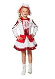 Tanzmariechen Kleid Garde für Kinder rot/weiß mit Pailletten ohne Hut Gr. 164
