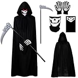 Tuofang Halloween Sensenmann Kostüm Set Spooktacular Creations Sensenmann Grim Reaper Sensenmann...