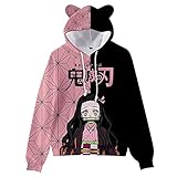 Demon Slayer Cosplay Kostüm Hoodies Süße Katzenohr Sweatshirts 3D Gedruckte Cartoon Anime Mit...