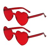 BOFUNX Randlose Herz Brille, 2 Paare Love Brille Retro Partybrille für Halloween, Fasching,...