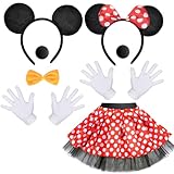iZoeL Damen Maus Mouse Kostüm, Mouse Tutu Rock Haarreifen mit Maus Ohren Handschuhe Nase Fliege...