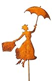 Bornhöft Gartenstecker Mary Poppins Metall Rost Gartendeko Rost Edelrost rostiger Beetstecker 60cm...