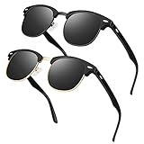 LINVO Polarisiert Sonnenbrille Herren Damen Retro Klassisch Halbrahmen 100% UV400 für Reisen,...