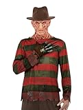 MIMIKRY 3-TLG. Freddy Krueger Set Shirt Klingen-Handschuh Fedora Hut A Nightmare On Elmstreet Horror...
