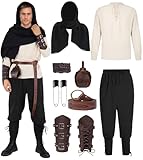 UWXOZO Mittelalter Hemd Viking Kostüm Herren Mittelalter Kleidung Renaissance Costume Männer...