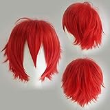 Kurze rote Cosplay Perücke flauschige glatte Haare Unisex Kostüm Party Perücken Kostüm...