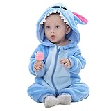 WSLCN Unisex Baby Weich Flanell Overall Süß Strampler Kapuzen Spielanzug Strampelanzug Winter...