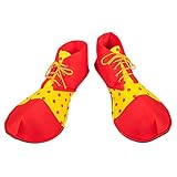 Boland 55519 - Clown Schuhe aus Stoff, 1 Paar, Einheitsgröße für Erwachsene, gelb-rot,...
