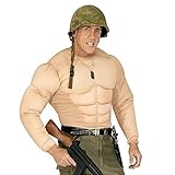 Widmann - Kostüm Super Muskel Shirt, Soldaten, Karneval, Mottoparty, Beige