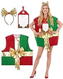 SOLOYEE Weihnachtskostüme für Damen Herren Cosplay mit Schleife Gratis-Geschenkkarte Zubehör...