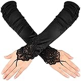 Androxeda Opera Fingerlose Handschuhe 1920er Jahre Flapper Handschuhe Spitze Ellbogenlange...