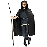 FSUJWOA Schwarz Renaissance Kapuzenumhang mittelalter kleidung herren Hexenmantel mit Kapuze Hobbit...