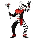 Morph Hofnarr Kostüm Kinder, Harlekin Kostüm Kinder, Killer Clown Kostüm mit Maske, Hofnarren...