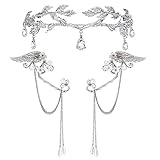 JeweBella Elfen Ohrringe Tiara für Damen Silber Elfenohren Manschetten Blätter Elfen Tiara Krone...