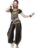Astage Damen Bellydance Tribal Bauchtanzkostüm Halloween Festival Show Kostüme Schwarz