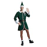 EraSpooky Männer Santa Elf Kostüme Erwachsene Weihnachtsmann Anzug Kostüm Outfit