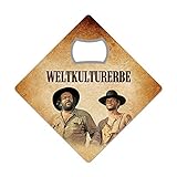 Bud Spencer und Terence Hill - MAGNETÖFFNER - FLASCHENÖFFNER - UNTERSETZER - WELTKULTURERBE - 9X9...