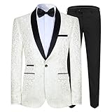 Allthemen Herren Jacquard Smoking Anzug Slim Fit 2 Teilig Anzüge für Hochzeit Party Abschluss...