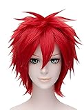 FALAMKA Rote Perücke kurz Cosplay Wig Unisex Costume Halloween