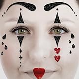 Party Factory Face Tattoo Harlekin, temporäres Glitter Gesichtstattoo für Motto Party, Halloween &...