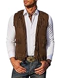 COOFANDY Western-Cowboy-Weste, Herren, lässig, Fransen, Hippie-Kostüm, V-Ausschnitt,...