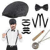 CEWROM 20er Jahre Herren Accessoires, Mafia Karneval Kostüm Herren,Faschingskostüme Männer,Peaky...