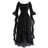 Fiamll Viktorianisches Kleid Renaissance Kostüm Frauen Gothic Hexenkleid Mittelalterliches...