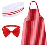 Vifcotlyp 3PCS Schürze Und Kochmütze Set, Koch Outfit Erwachsene Einstellbar Lätzchen Schürze...